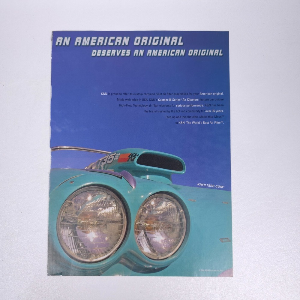 K&N Filters Custom 60 Series Print Ad Hot Rod Magazine Garage Wall Art Decor